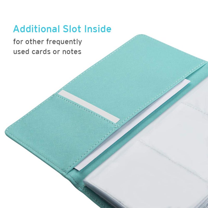 Sooez Leather Professional Business Card Book Holder Organizer, 240 Capacity Credit Card Booklet, PU Name Cards Holder Storage File for Men Women, Mint Green - Image 5